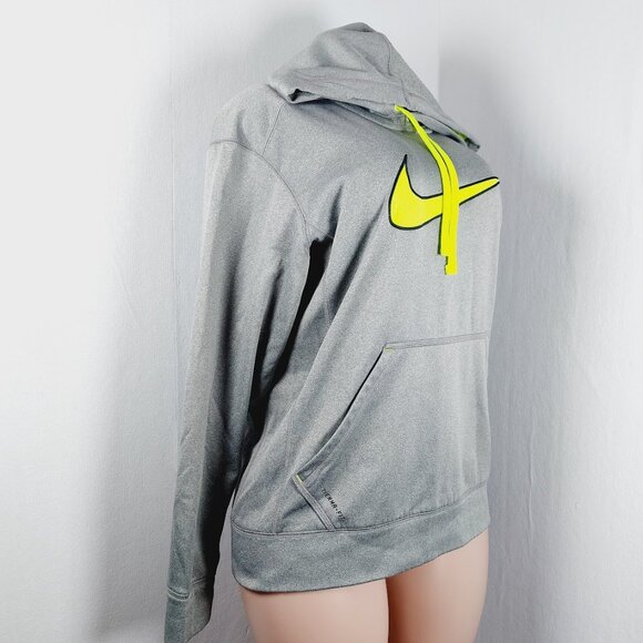 Nike Women's Gray Neon Therma-Fit Full Zip Hooded Sweatshirt Size M - Picture 4 of 11